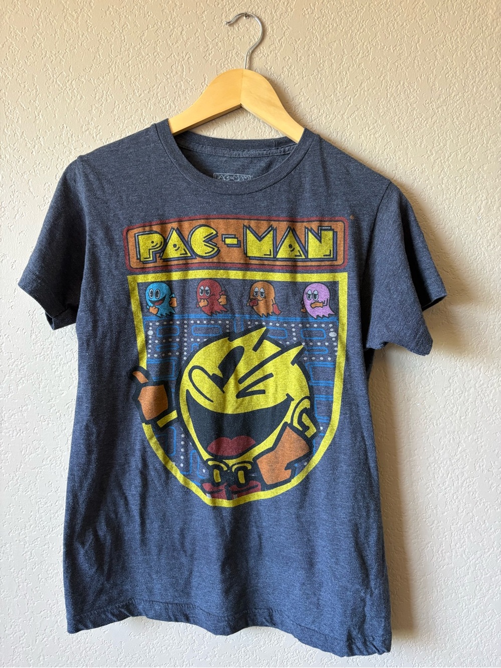 Vintage Pac-Man Grey Tshirt Small Retro 90s Retro